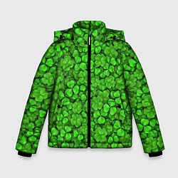 Куртка зимняя для мальчика Зелёный клевер, цвет: 3D-черный