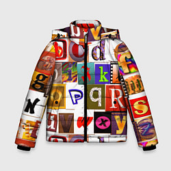 Куртка зимняя для мальчика Английские буквы 2, цвет: 3D-светло-серый
