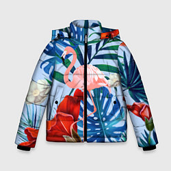 Куртка зимняя для мальчика Фламинго в папоротнике, цвет: 3D-красный