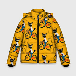 Зимняя куртка для мальчика Котики на велосипедах