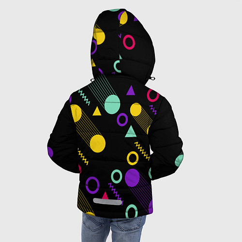 Зимняя куртка для мальчика Круги и Треугольники / 3D-Черный – фото 4
