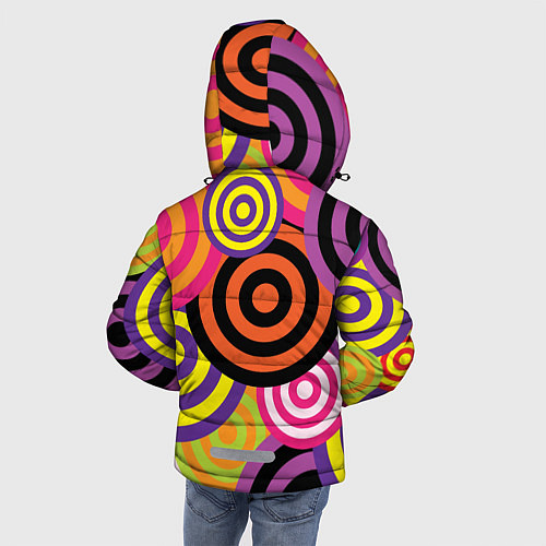 Зимняя куртка для мальчика Аннотация разноцветных кругов / 3D-Черный – фото 4
