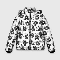 Зимняя куртка для мальчика Акварельные панды паттерн
