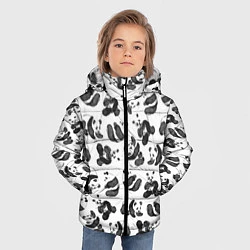 Куртка зимняя для мальчика Акварельные панды паттерн, цвет: 3D-черный — фото 2
