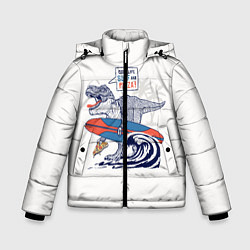 Куртка зимняя для мальчика T-rex на серфинге, цвет: 3D-черный