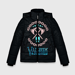 Куртка зимняя для мальчика Valheim лого и цепи, цвет: 3D-черный