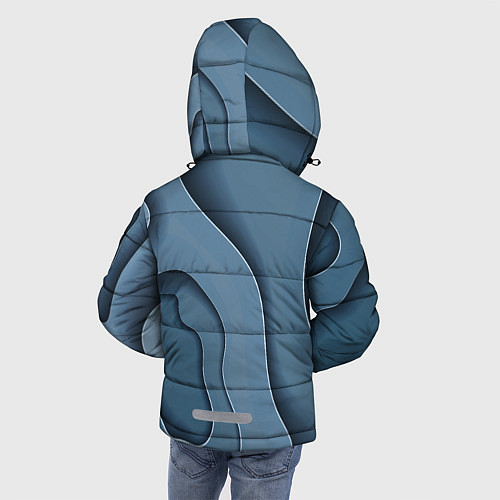 Зимняя куртка для мальчика Абстракция бумажные волны / 3D-Черный – фото 4