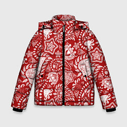 Куртка зимняя для мальчика Фракталы, цвет: 3D-черный