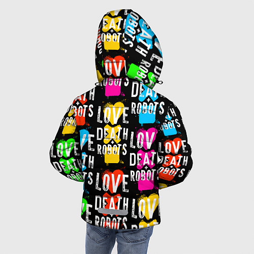 Зимняя куртка для мальчика ЛЮБОВЬ СМЕРТЬ И РОБОТЫ УЗОР / 3D-Черный – фото 4