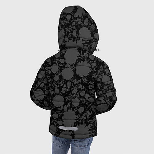 Зимняя куртка для мальчика Герб России Хохлома / 3D-Черный – фото 4