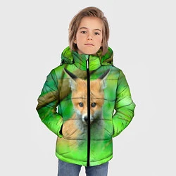 Куртка зимняя для мальчика Лисенок в зеленом лесу, цвет: 3D-черный — фото 2