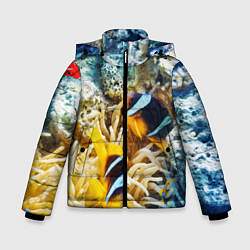 Куртка зимняя для мальчика Морской мир, цвет: 3D-черный