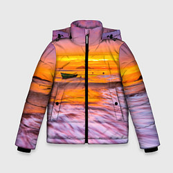 Куртка зимняя для мальчика Закат на пляже, цвет: 3D-красный