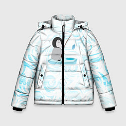 Куртка зимняя для мальчика Пингвин рыбачит, цвет: 3D-черный