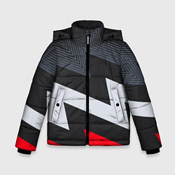 Куртка зимняя для мальчика Черно-красные зигзаги, цвет: 3D-черный