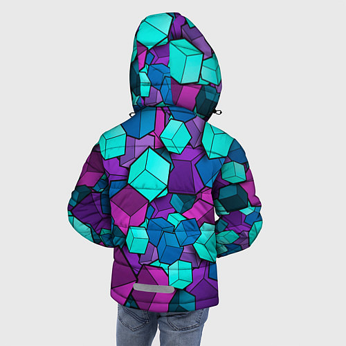 Зимняя куртка для мальчика СИРЕНЕВЫЕ КУБЫ / 3D-Черный – фото 4