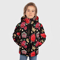 Куртка зимняя для мальчика Корона и розы цвета 3D-черный — фото 2