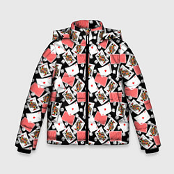 Куртка зимняя для мальчика Карты, цвет: 3D-черный