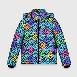 Куртка зимняя для мальчика Неоновый яркий абстрактный узо, цвет: 3D-черный