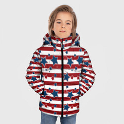 Куртка зимняя для мальчика Синие звезды на полосатом фоне, цвет: 3D-черный — фото 2