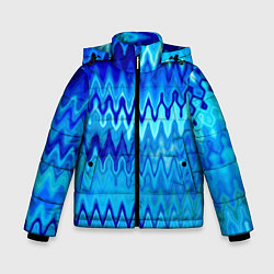 Куртка зимняя для мальчика Синий-голубой абстрактный узор, цвет: 3D-красный