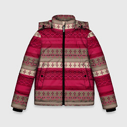 Куртка зимняя для мальчика Полосатый вышитый орнамент, цвет: 3D-светло-серый