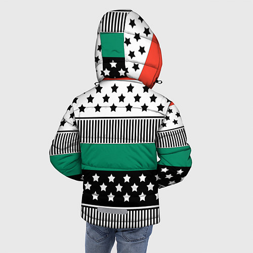 Зимняя куртка для мальчика Полосатый звездный узор / 3D-Черный – фото 4