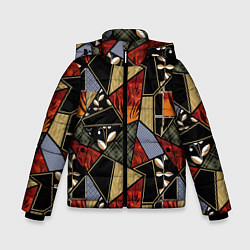 Куртка зимняя для мальчика Разноцветные заплатки, цвет: 3D-черный
