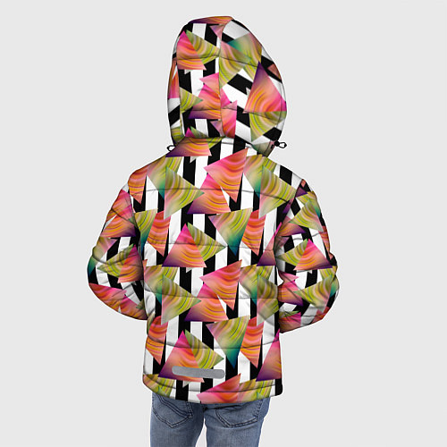 Зимняя куртка для мальчика Абстрактный полосатый узор / 3D-Черный – фото 4
