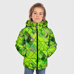 Куртка зимняя для мальчика Ярко-зеленый абстрактный узор, цвет: 3D-красный — фото 2