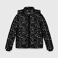 Куртка зимняя для мальчика Черно-белый спортивный узор, цвет: 3D-черный