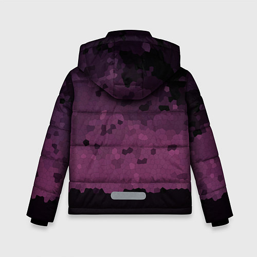 Зимняя куртка для мальчика Мозаичный узор в черно бордовом цвете / 3D-Светло-серый – фото 2