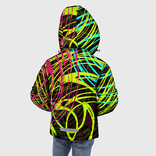 Зимняя куртка для мальчика Разноцветные спирали / 3D-Черный – фото 4