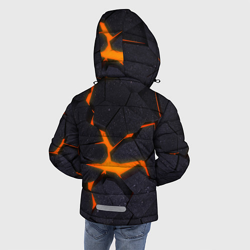 Зимняя куртка для мальчика ТРЕЩИНЫ ЗЕМЛИ 3D CRACKS НЕОН / 3D-Черный – фото 4