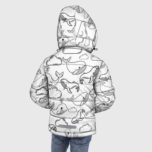 Зимняя куртка для мальчика Небесные киты ЧБ / 3D-Черный – фото 4