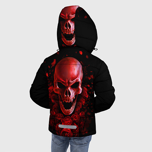 Зимняя куртка для мальчика Красный череп в кровавых розах / 3D-Черный – фото 4