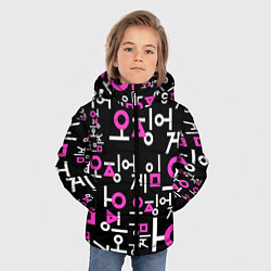 Куртка зимняя для мальчика Игра в кальмара лого узор, цвет: 3D-черный — фото 2