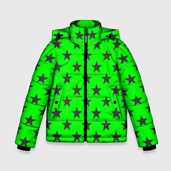 Куртка зимняя для мальчика Звездный фон зеленый, цвет: 3D-черный