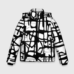 Куртка зимняя для мальчика Черно-Белый мотив Cantabrigiensia, подходящий для, цвет: 3D-черный