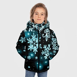 Куртка зимняя для мальчика Космические снежинки, цвет: 3D-черный — фото 2