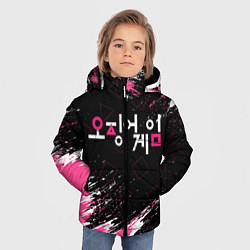 Куртка зимняя для мальчика ИГРА В КАЛЬМАРА БРЫЗГИ КРАСОК , ФИГУРЫ, цвет: 3D-светло-серый — фото 2