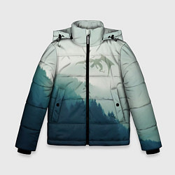 Куртка зимняя для мальчика ДРАКОНЫ НАД ЛЕСОМ DRAGON, цвет: 3D-черный