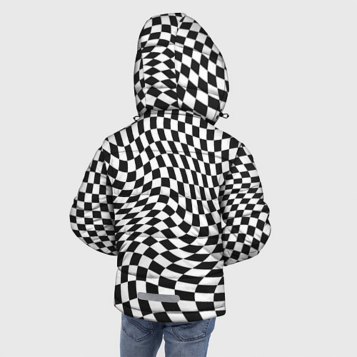 Зимняя куртка для мальчика Черно-белая клетка Black and white squares / 3D-Черный – фото 4