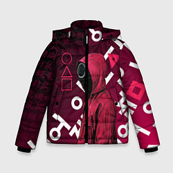 Куртка зимняя для мальчика ИГРА В КАЛЬМА, УЗОР ИЕРОГЛИФЫ, цвет: 3D-светло-серый