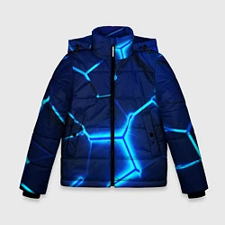 Куртка зимняя для мальчика 3D ПЛИТЫ NEON STEEL НЕОНОВЫЕ ПЛИТЫ, цвет: 3D-черный