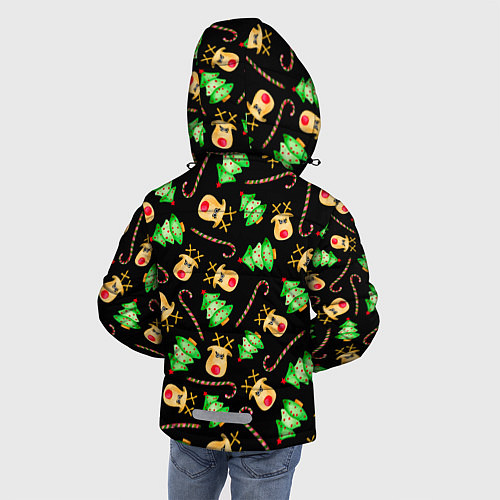 Зимняя куртка для мальчика Олени, елки и карамель / 3D-Черный – фото 4
