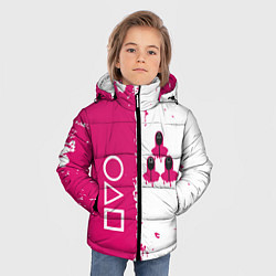 Куртка зимняя для мальчика Игра в кальмара геометрические фигуры, цвет: 3D-красный — фото 2