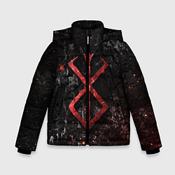Куртка зимняя для мальчика BERSERK LOGO GRUNGE RED, цвет: 3D-черный