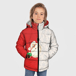 Куртка зимняя для мальчика Дед Мороз селфи, цвет: 3D-светло-серый — фото 2