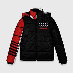 Куртка зимняя для мальчика АУДИ ЛОГО AUDI GEOMETRY RED STRIPES LINE, цвет: 3D-черный